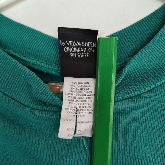 VTG Mickey Unlimited Mickey Mouse Print Pullover Sweatshirt Women's XL Green - Picture 11 of 12